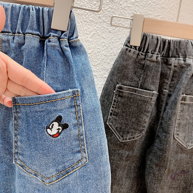 Quần jeans thêu hình hoạt hình phong cách Hàn Quốc thời trang cho bé dễ thương