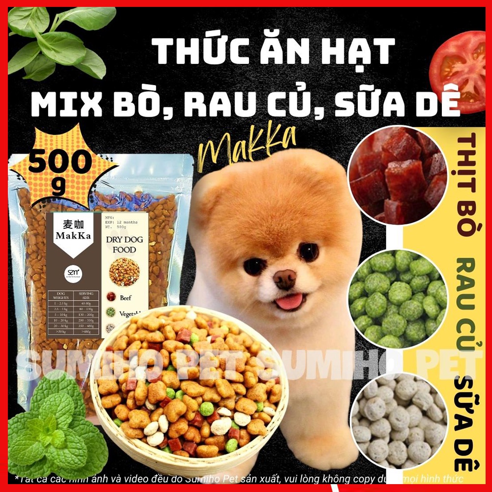 Hạt thức ăn cho chó Makka vị bò nướng  phù hợp chó kén ăn