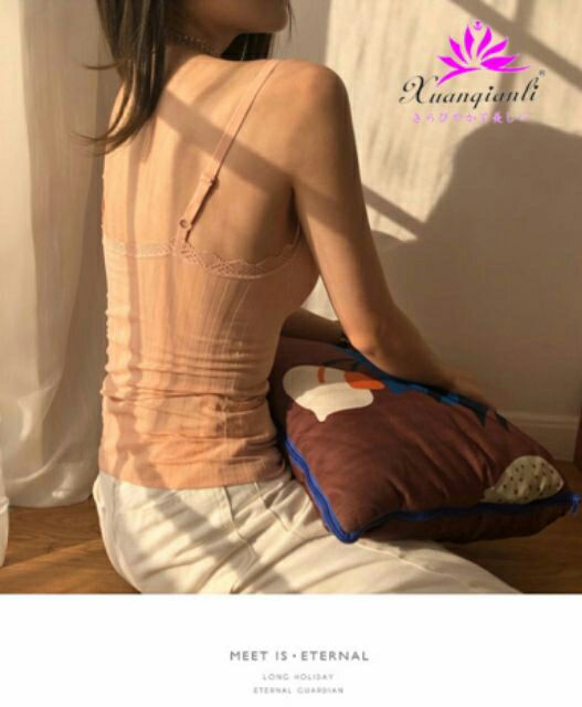 Áo 2 dây- áo bra toàn thân thun cotton( 4 màu: đen, cam, da, nâu)