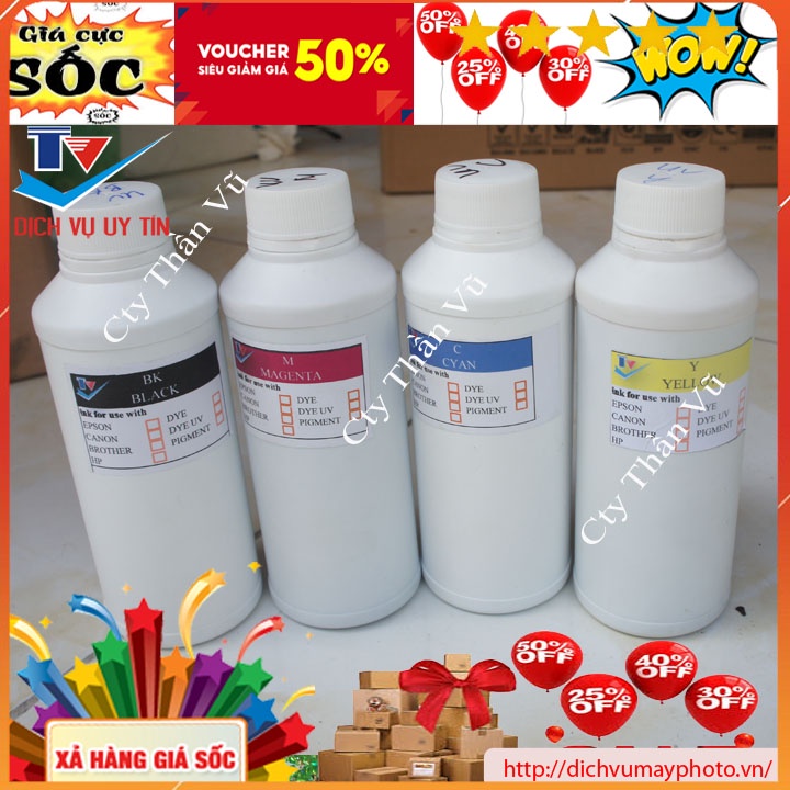 Mực in màu 500ml mực dye uv bản in chuẩn màu ít tắc đầu in bao chất lượng