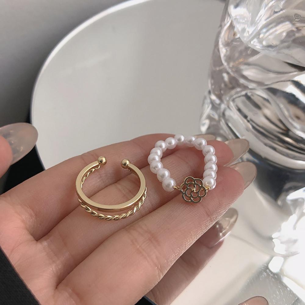 Nhẫn Hở Hợp Kim Đính Ngọc Trai Nhân Tạo Thời Trang Hàn Quốc