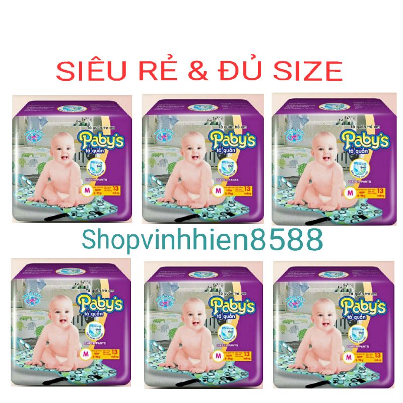 [COM PO 6 GÓI ] TÃ Bỉm quần Paby's gói nhỏ đủ size : M13,L12,XL11 Siêu thấm hút, DATA luôn mới nhất