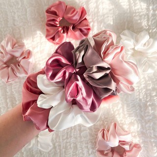 Dây cột tóc Scrunchies hồng nữ tính dễ thương