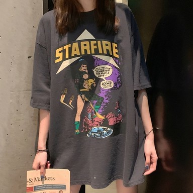 Áo thun ulzzang tay ngắn họa tiết hoạt hình phong cách Hàn Quốc | BigBuy360 - bigbuy360.vn