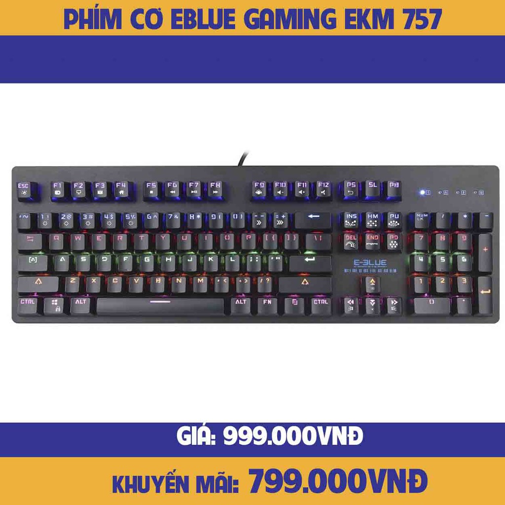 Bàn phím cơ Eblue Mazer EKM757 Blue switch-hàng chính hãng