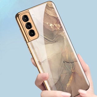 Ốp Lưng Cho Samsung Galaxy S24 Ultra S24 Plus Họa Tiết Đá Cẩm Thạch Mạ Kính Cường Lực Vỏ Điện Thoại Di Động