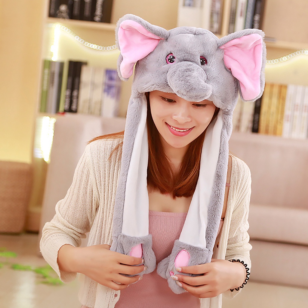 Mũ Nhồi Bông Thiết Kế Tai Thú Có Đèn Led Phát Sáng