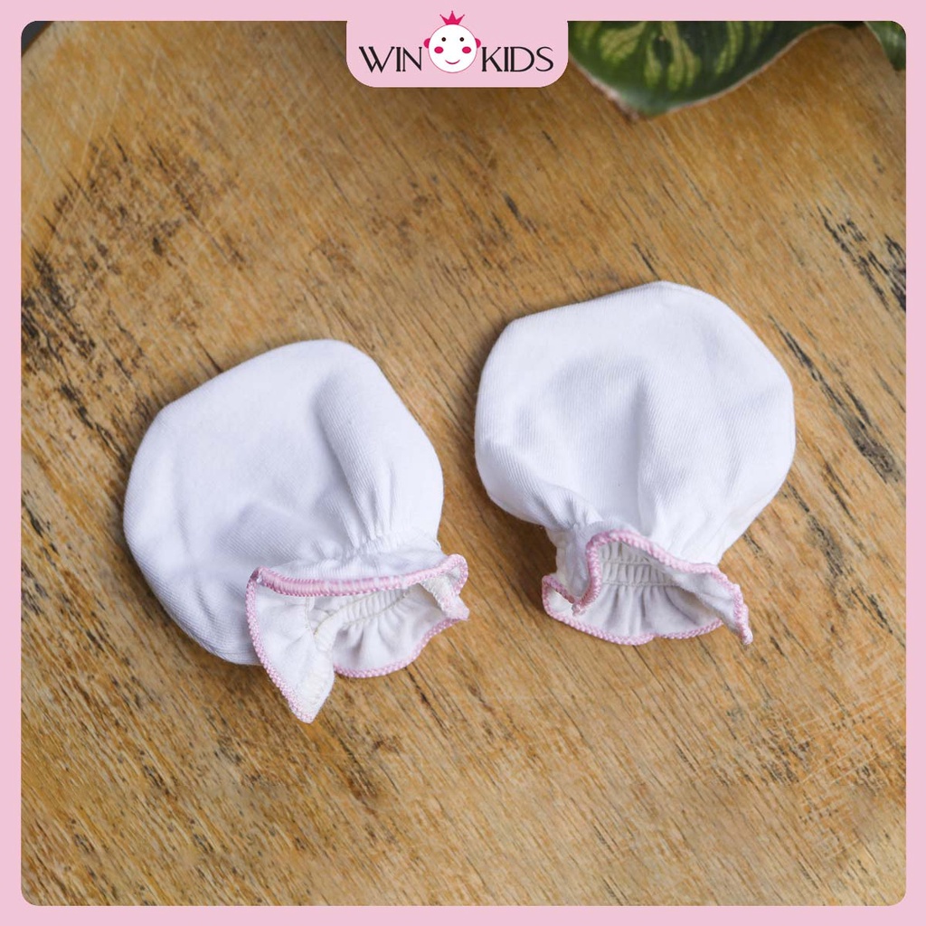 Bao tay sơ sinh màu trắng vải mềm mịn Winkids Thời trang trẻ em