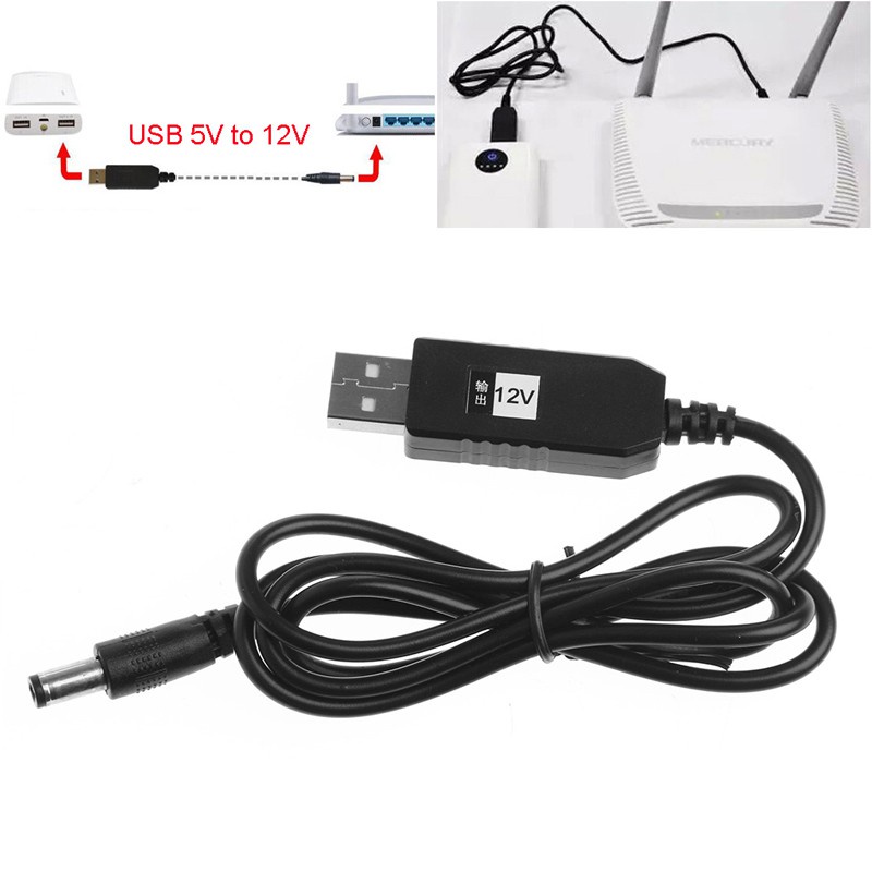 Dây cáp chuyển đổi tăng áp USB DC 5V sang DC 12V 2.1x5.5mm đầu cắm dành cho bộ định tuyến