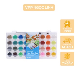 Màu nước bánh dạng khay Simbalion WCC-12/16/28/36 kèm cọ vẽ màu văn phòng phẩm Ngọc Linh