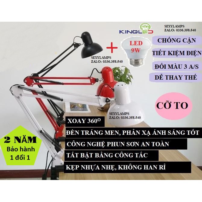 ĐÈN KẸP BÀN PIXAR LUXO - BÓNG CHỐNG CẬN KINGLED 9W ĐỔI MÀU