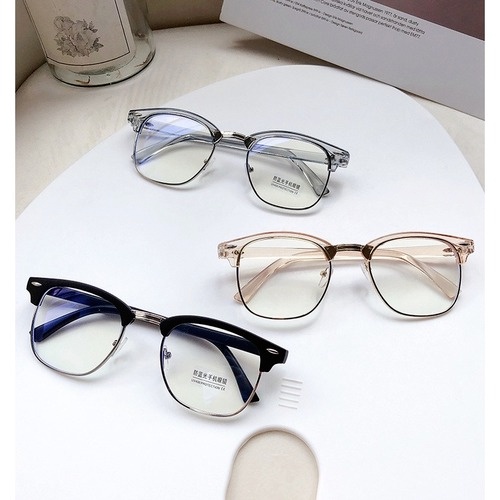 Mắt Kính Gọng Tròn Kim Loại Chống Tia Bức Xạ Phong Cách Retro Hàn Quốc
