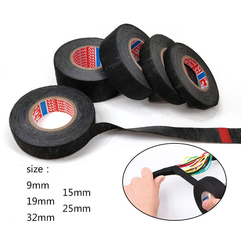 Băng keo nỉ cuộn 15 mét rộng 25mm chịu nhiệt độ cao - Băng keo cách nhiệt chống cháy dây điện ô tô