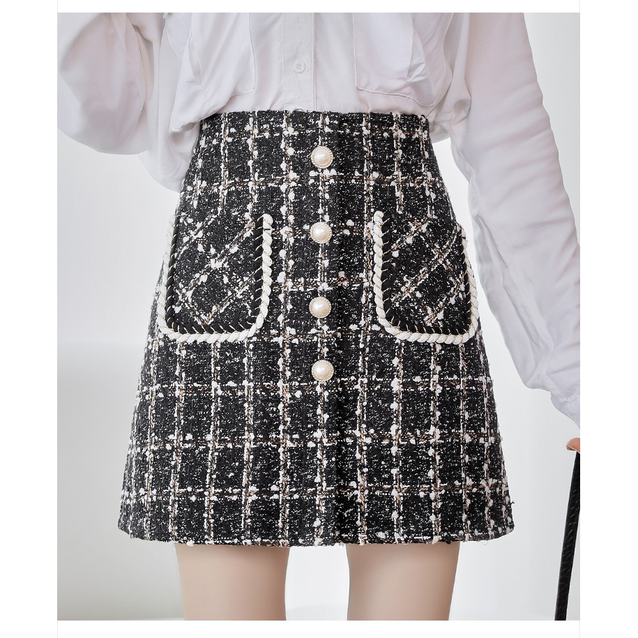 Chân váy vải tweed