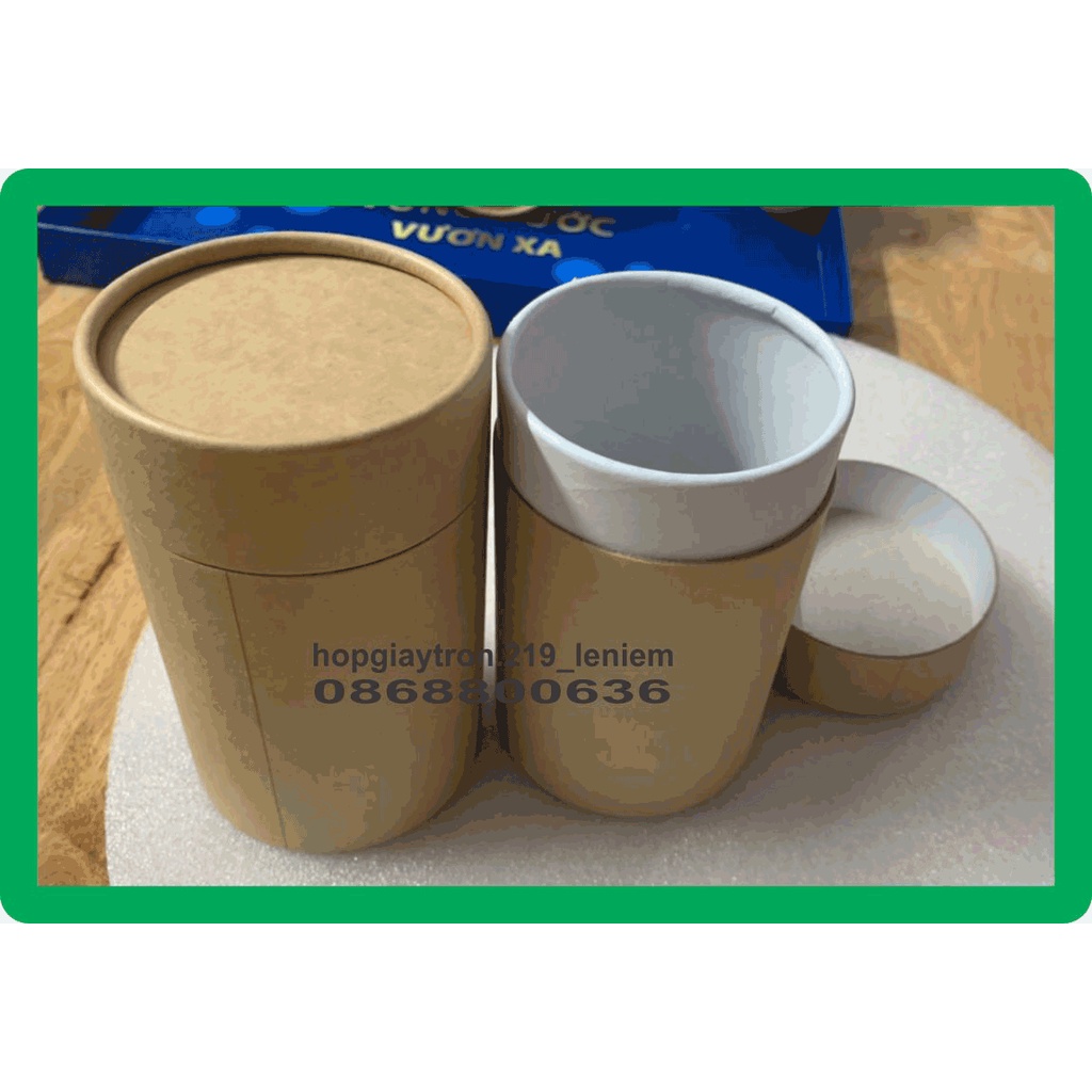 Hộp giấy tròn kraft đựng trà 90 x 160mm, bán hộp giấy tròn kraft tphcm số lượng ít theo yêu cầu có sẵn H90160