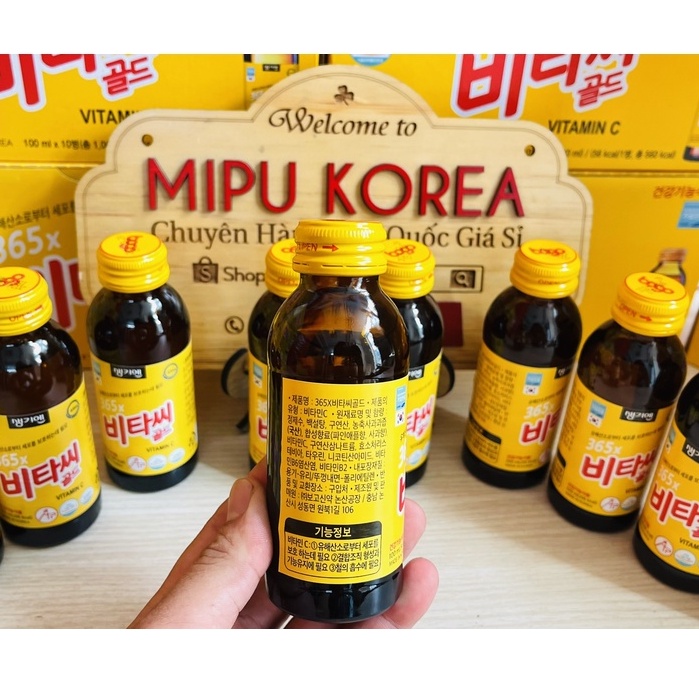Nước Tăng Lực Vitamin C Gold 365 Hàn Quốc Hộp 10 chai x 100ml