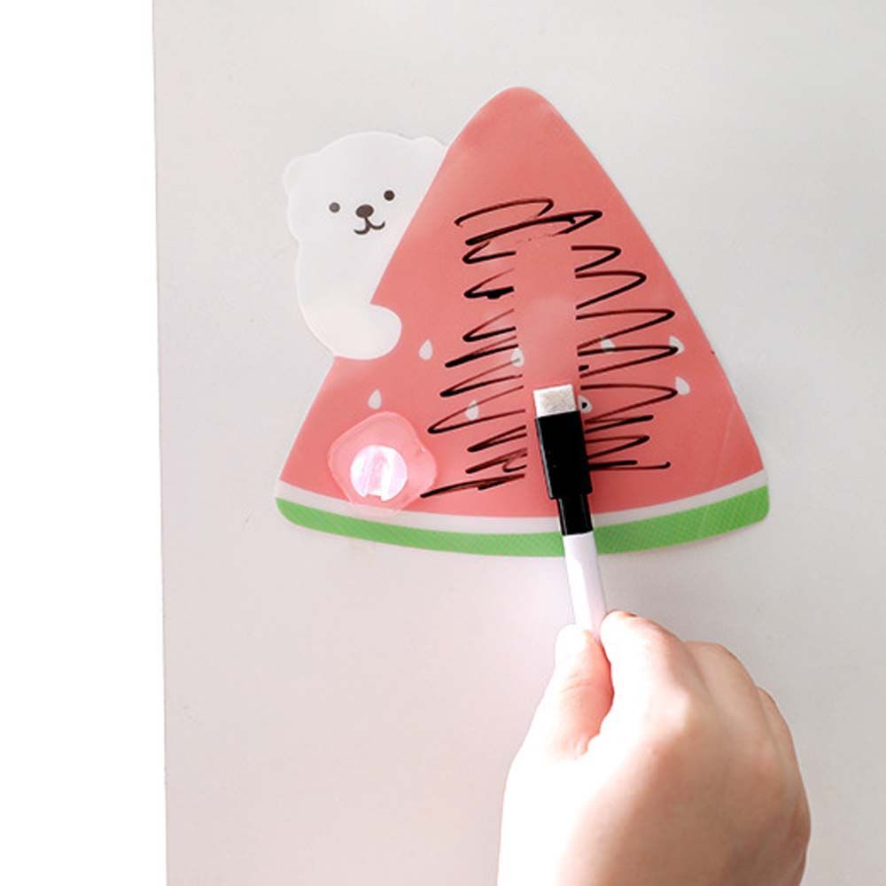 Miếng dán ghi chú hình trái dưa hấu dễ thương có thể xóa được kèm bút trang trí tủ lạnh