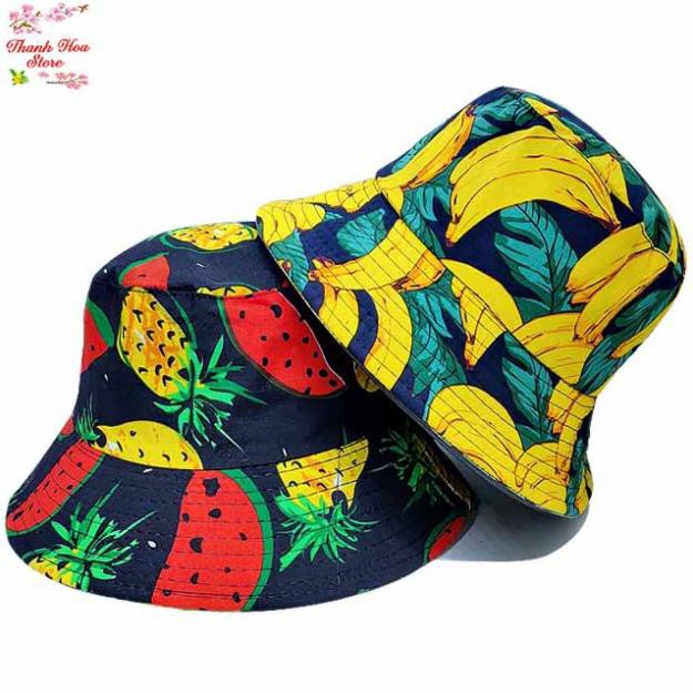 Mũ bucket hoa quả nam nữ phong cách thời trang cá tính xinh xắn - Nón, mũ tai bèo độc đáo vải cotton nhiều màu đẹp Đẹp !
