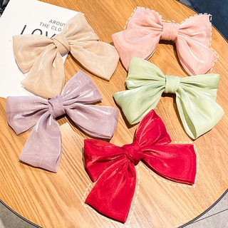 Kẹp tóc ifit hình nơ vải satin đính ngọc trai