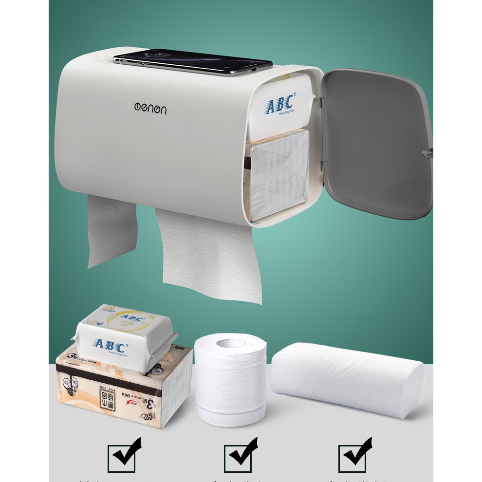 Hộp đựng giấy vệ sinh đa năng loại hình chữ nhật chống thấm nước, hộp đựng giấy tiện ích FAMAHA