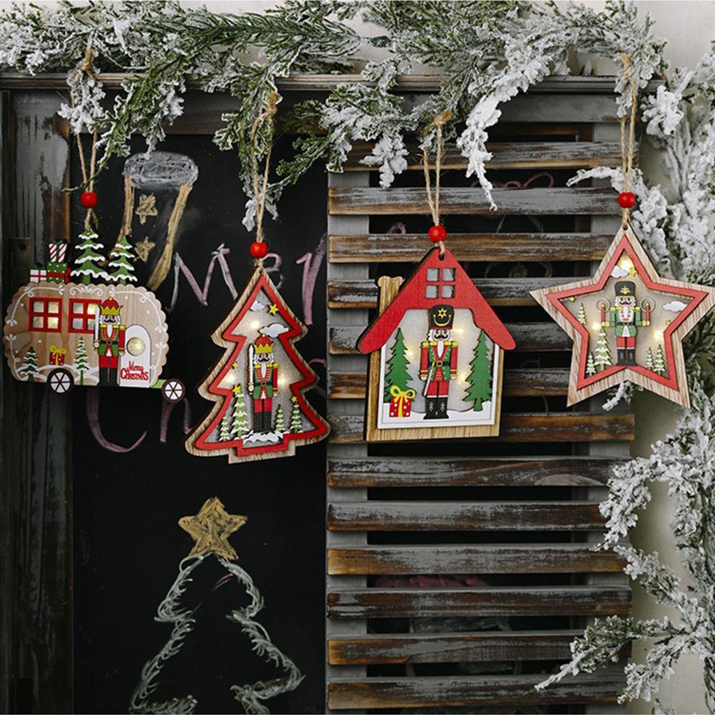 YIYU Phụ Kiện Treo Trang Trí Cây Thông Giáng Sinh Năm Mới Bằng Gỗ