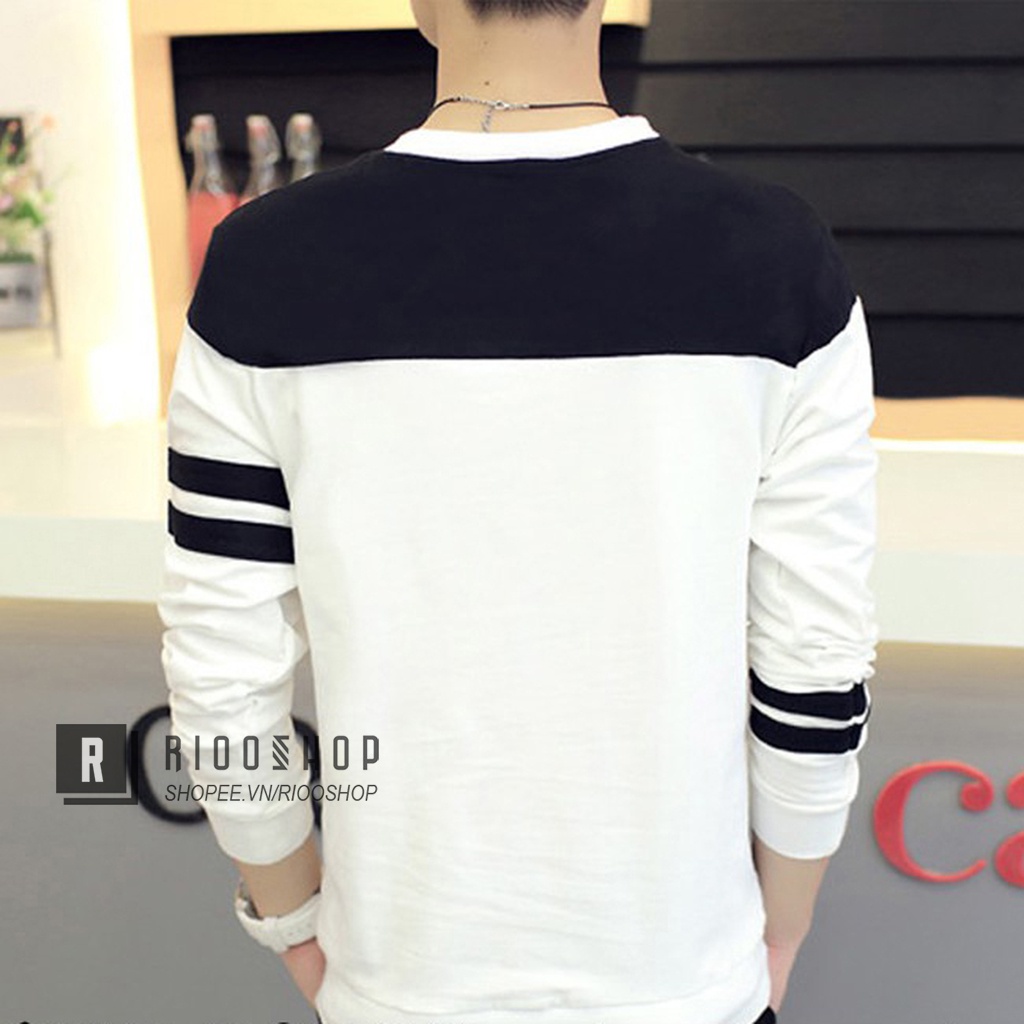 Áo thun nam tay dài hàn quốc hai màu tay phối sọc RKL021- áo phông nam dài tay đẹp Riooshop | BigBuy360 - bigbuy360.vn