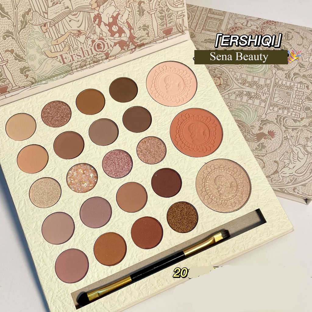 Bảng phấn mắt + má 23 ô Ershiqi kèm cọ tán Sena Beauty
