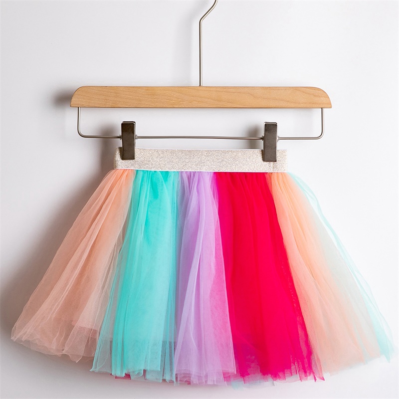 Chân Váy Xòe Tutu Màu Cầu Vồng Dễ Thương Cho Bé Gái