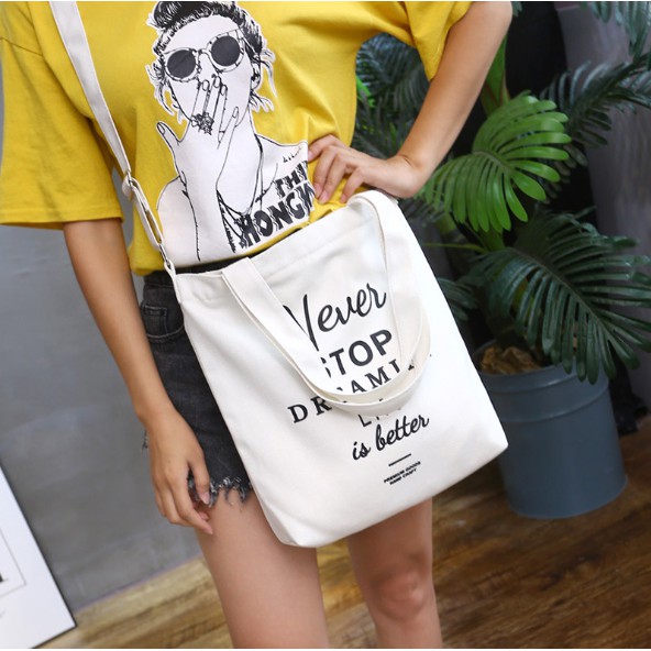 Túi vải bố canvas tote đựng đồ quần áo đeo vai thời trang nhỏ giá rẻ | WebRaoVat - webraovat.net.vn