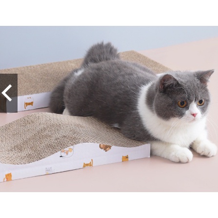 Bàn cào móng cho mèo giá rẻ bằng bìa carton, kèm gói cỏ bạc hà Catnip, 43.5x21x3.5cm _ Mã BCMM38