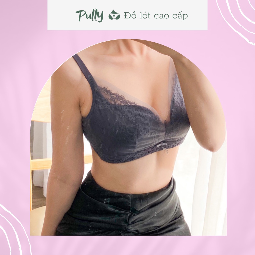 Áo ngực nữ, áo lót nữ không gọng ren lót 100% cotton dây lưng bản to nâng ngực nhẹ 34/36/38/40 - PULLY SHOP ANR06