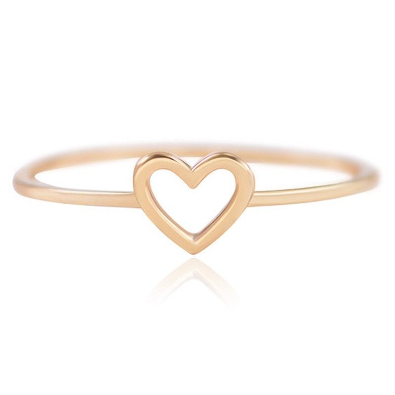 Set 1 nhẫn mạ vàng / bạc hình trái tim xinh xắn dành cho nữ