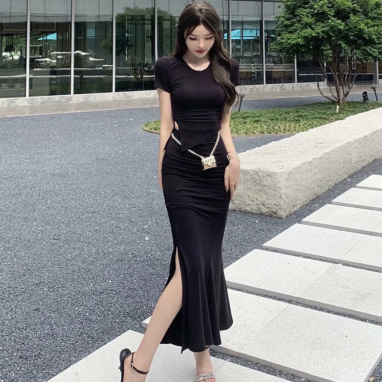 Bộ Áo Thun + Chân Váy Đuôi Cá Dài Thời Trang Mùa Hè Hàng Mới 2022 Dành Cho Bạn Nữ