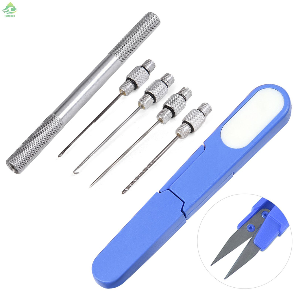 [TS]Carp Fishing Rigging Bait Needle Kit Tool Set Bait Boilie Drill Stringer Needle with Line Scissors