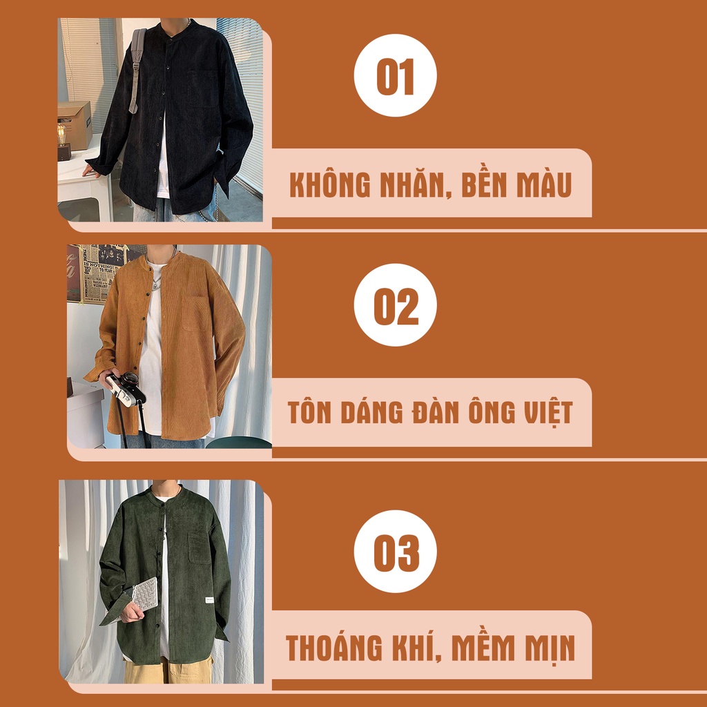 Áo sơ mi unisex chất lIệu vải nhung tăm mềm mịn dày dặn không bai xù, phong cách trẻ trung năng động AUTOMAN A47