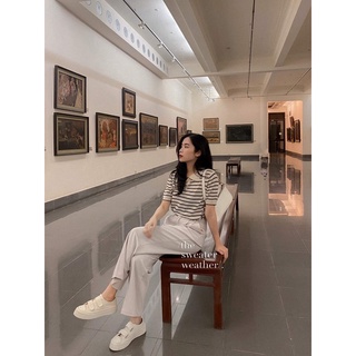 Áo Polo Len Mỏng Hàn Quốc Kẻ & Trơn