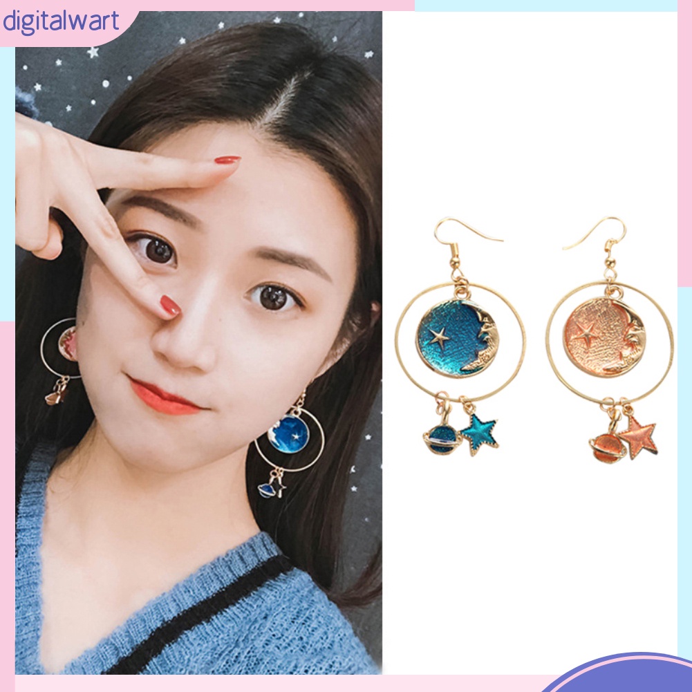 Cặp hoa tai thời trang họa tiết hình trái đất/ngôi sao dành cho nữ