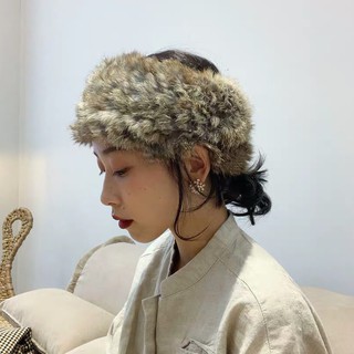 Sản Phẩm Papaya / Băng Đô Lông Thỏ Dệt Thủ Công Phong Cách Retro vintage Thời Gian Thực Màu Hổ Phách