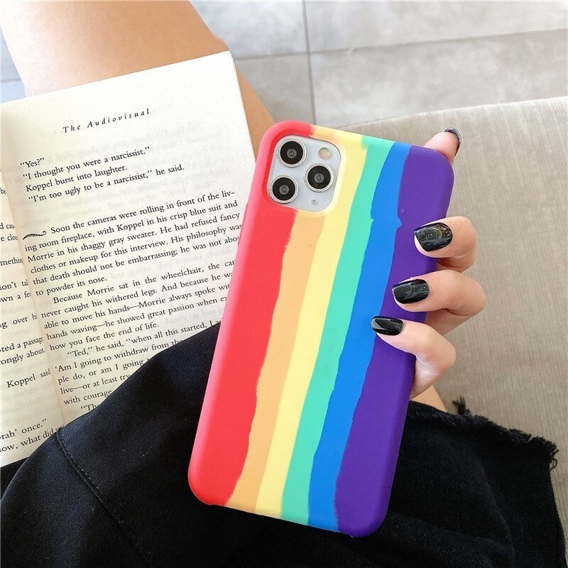 Ốp Điện Thoại Silicon Dẻo Chống Sốc Màu Cầu Vồng Chất Lượng Cao Cho iPhone 13 12 11 Pro Max XS Max XR X SE 2020 8 7 6S Plus