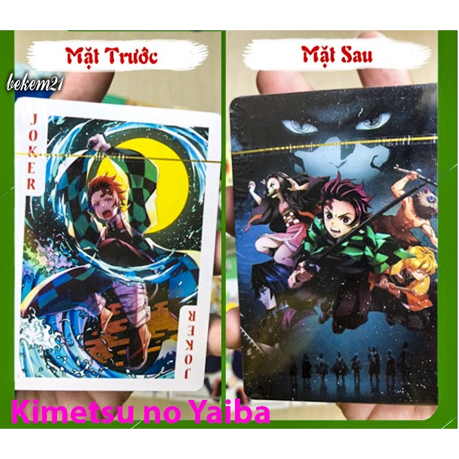 (KÈM HỘP) Bộ Bài Tây Poker Tú Lơ Khơ Kimetsu no Yaiba 54 Lá Cao Cấp Phiên bản Hoạt Hình One Piece,Attack on Titan,Naruto