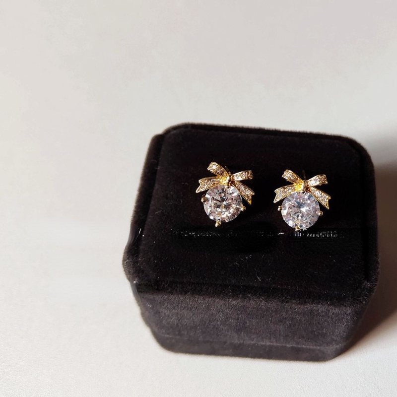 Khuyên Tai Hình Nơ Đính Đá Cao Cấp Phong Cách Nhật Hàn