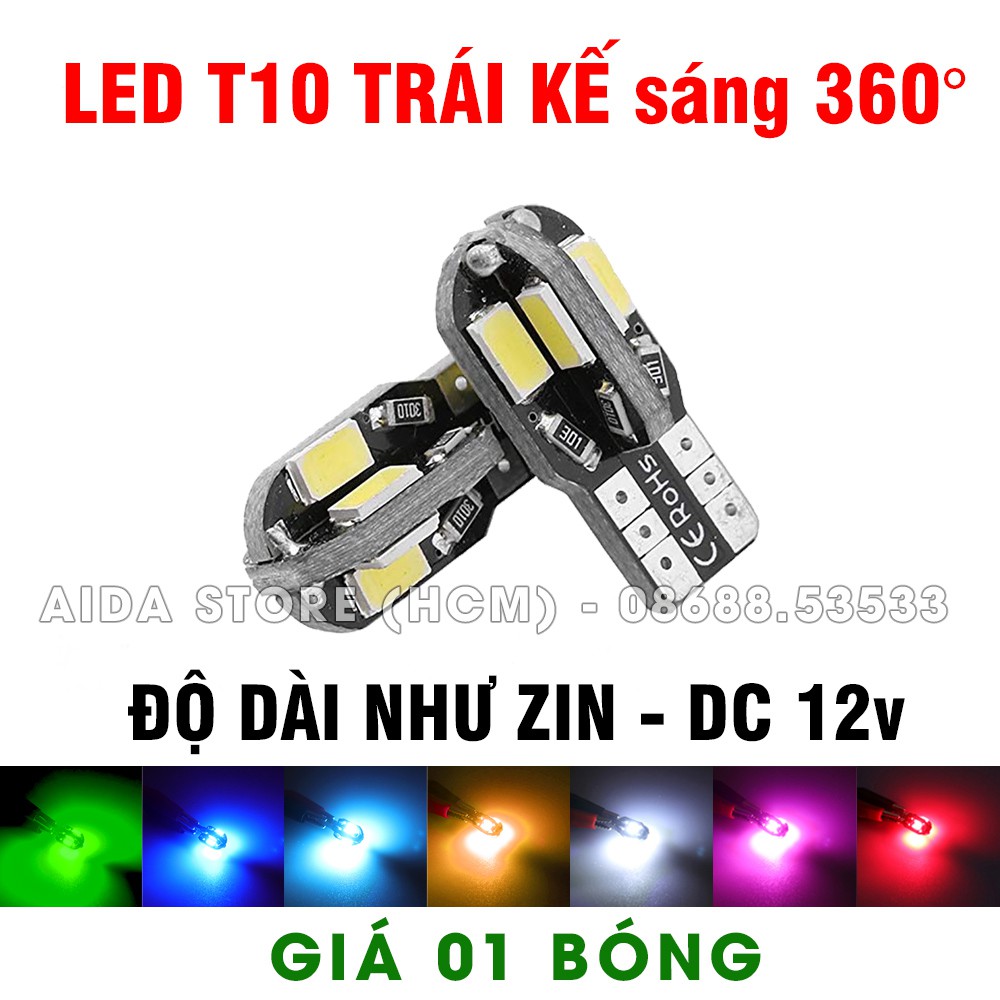 01 bóng đèn LED T10 TRÁI KHẾ gắn demi, xi nhan 8SMD 5730 sáng 360 độ