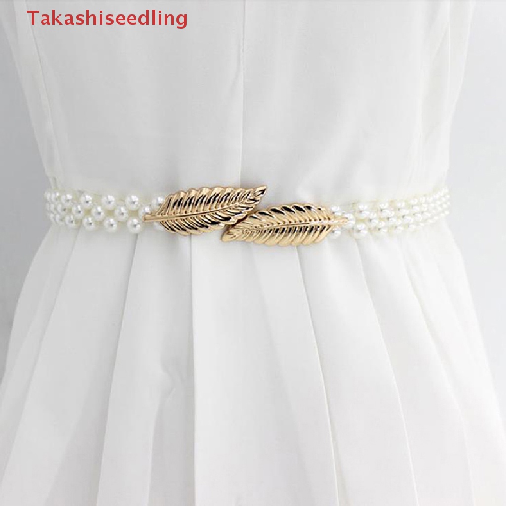 (Takashiseedling) Elegant Faux Pearl Dress Belt For Girls Elastic Belt Accessories Party Decor