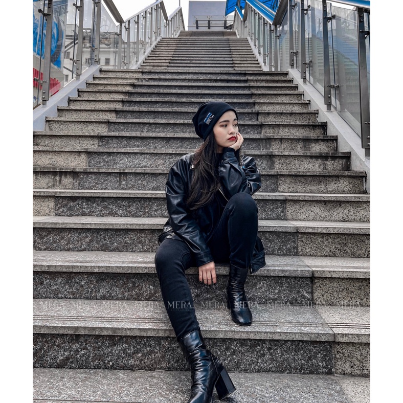 Mũ len trùm style ulzzang Hàn Quốc, slouchy beanies Roze hat - MERA Accessories