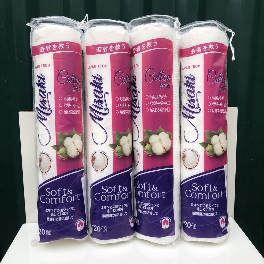 Bông Tẩy Trang Tròn Mỏng Mềm Mịn 100% Cotton Chất Lượng Tốt Giá Rẻ Misaki 120 Miếng