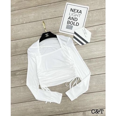 Áo kiểu nữ dây chéo cổ khoét rút dây cá tính