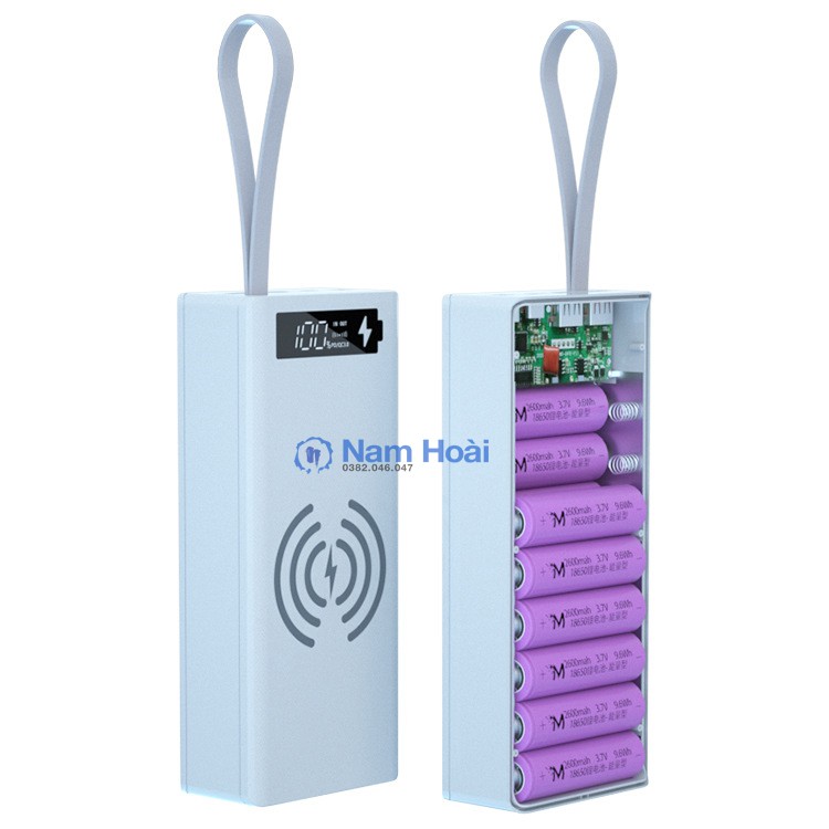 Box sạc dự phòng 16 cell sạc nhanh PD3.0, QC3.0, Sạc không dây 10W bản cao cấp chống ngược cực Mẫu mới 2021