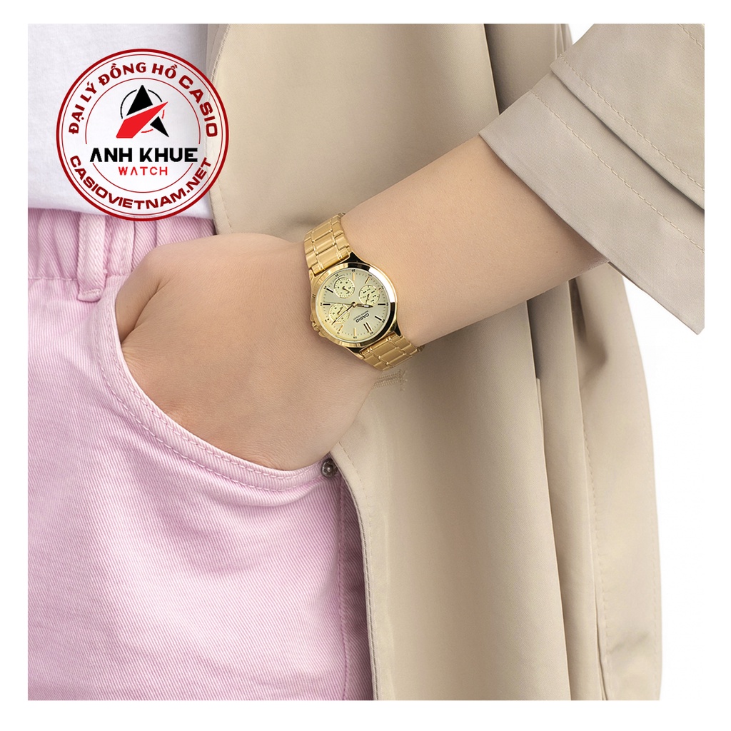 Đồng Hồ Casio | Nữ LTP-V300G-9AUDF | Dây Kim Loại Mạ Vàng | Mặt Vàng 6 Kim | Chống Nước