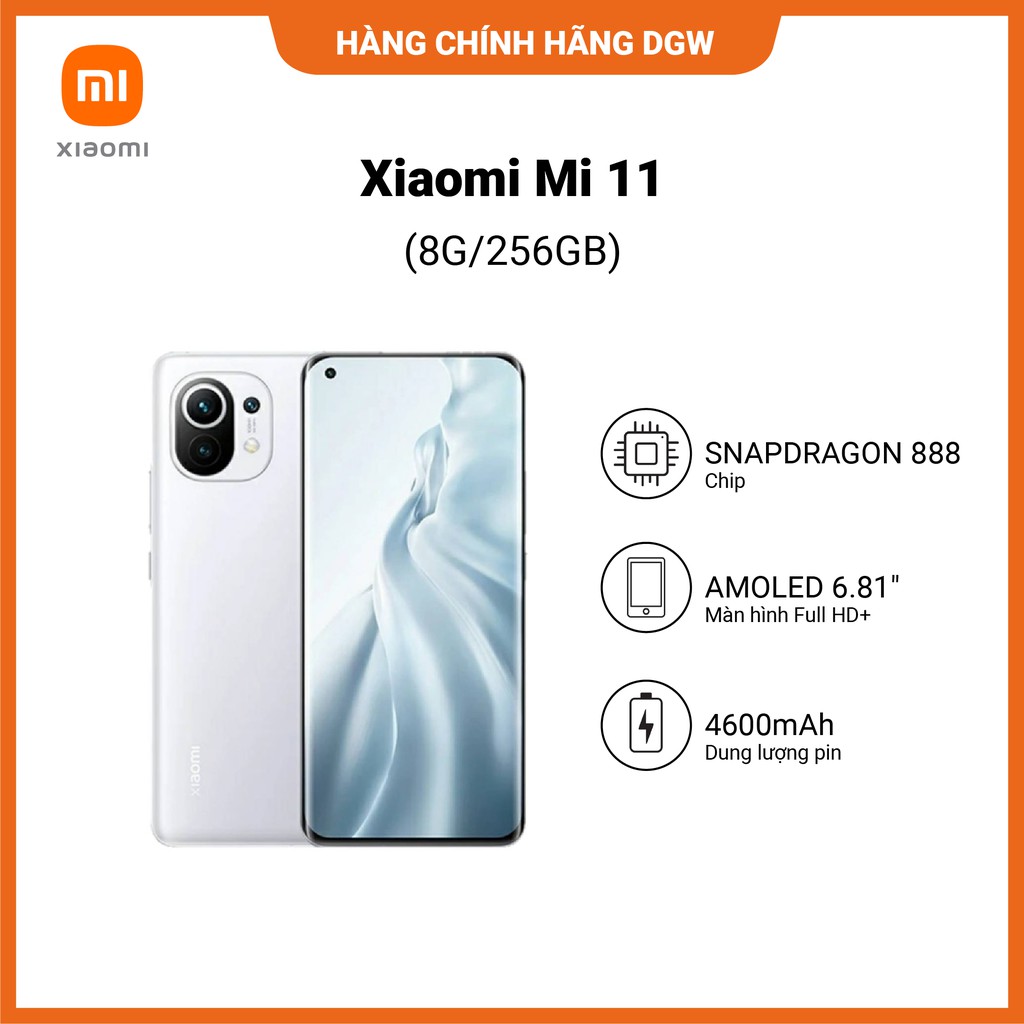 Điện Thoại Xiaomi 11 | 8GB - 256GB|Snapdragon 888 - Hàng Chính Hãng Digiworld (Có tiếng Việt)