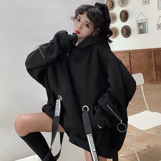 Áo hoodie nữ tay dài có túi áo cá tính ulzzang ( 2 màu )